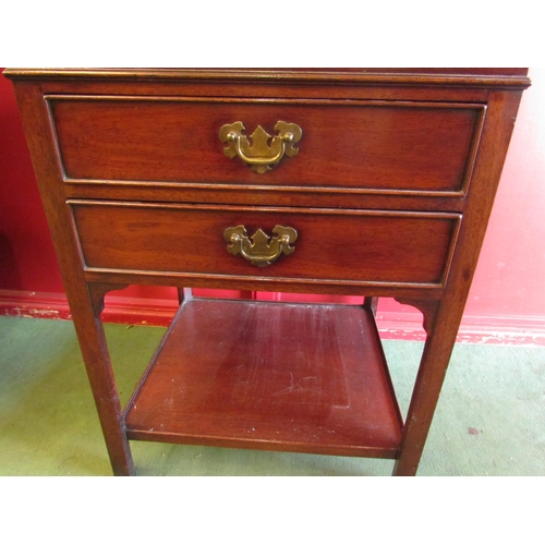 4021 - A Georgian style tray-top side table with two drawers, 66cm tall x 49cm wide x 44cm deep