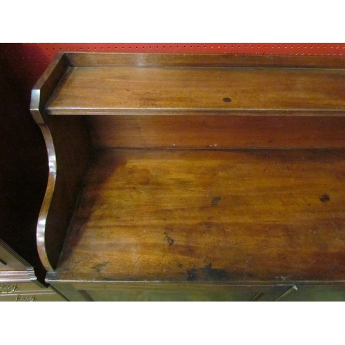 4039 - A 19th Century mahogany tray top two door cupboard, plinth base, 128cm tall x 121cm wide x 48cm deep