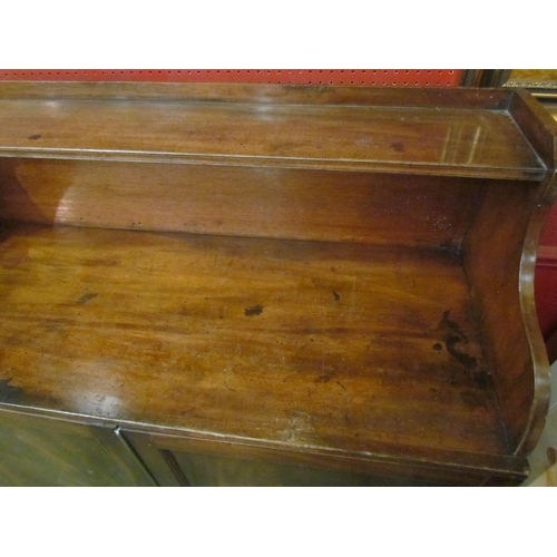 4039 - A 19th Century mahogany tray top two door cupboard, plinth base, 128cm tall x 121cm wide x 48cm deep