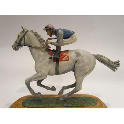 4078 - A Cameron Sculptures cold painted bronze horse racing model, No. 122/1000, possibly of Desert Orchid... 