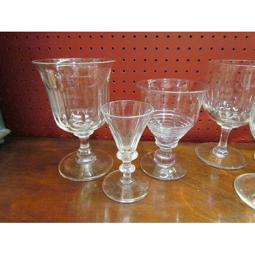 4086 - Five cut glass rummers (chip to rim of one) and a liqueur glass