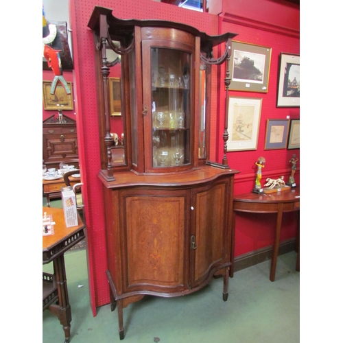 4091 - An Edwardian mahogany display cabinet with bow front, satinwood inlay and marquetry, on spade legs, ... 