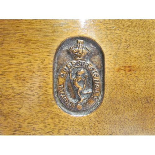 4129 - A military carved oak tray 