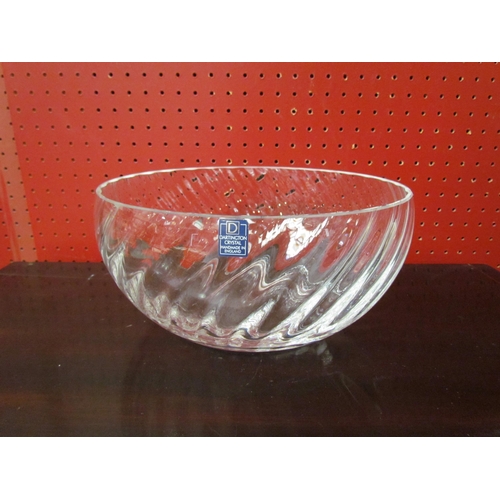 4136 - A Dartington crystal fruit bowl with label sticker, 24cm diameter