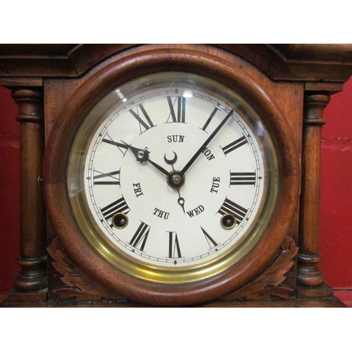 4154 - An Ingraham double dial calendar shelf clock, circa 1880, 8-day time and strike (upper dial) strikin... 