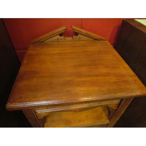 4155 - A late Victorian walnut and burr walnut bedside cupboard the arched pediment over an open shelf and ... 