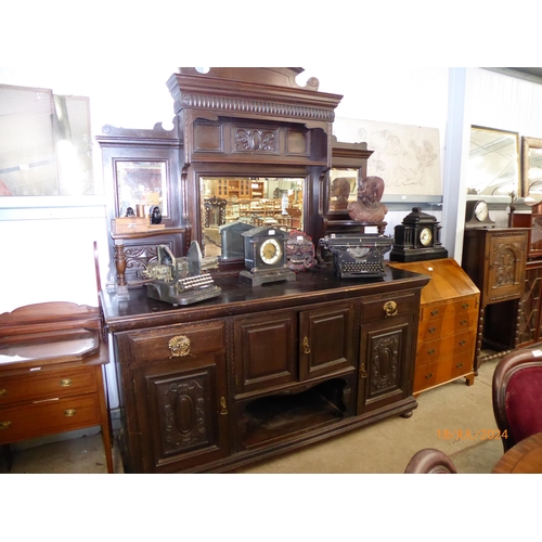 2125 - An Edwardian large mirror back sideboard W:183cm D:60cm H: 230cm