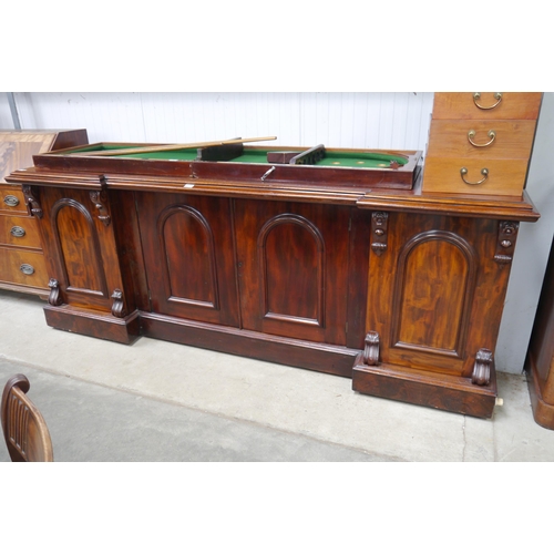 2255 - A large Victorian mahogany four door sideboard W:235cm