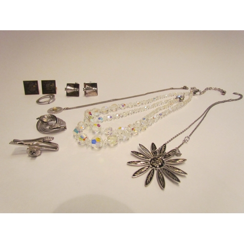 4458 - A selection of costume jewellery including Japanese cufflinks, necklace and brooches