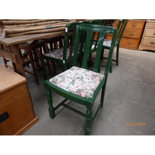 2293 - Four green painted 1940s dining chairs