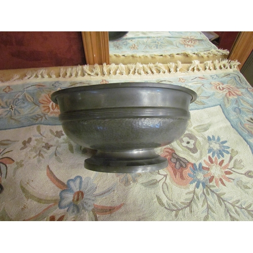 4227 - A 19th Century brass clockwork spit together with a Unity pewter footed bowl (2)