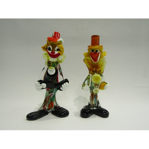 4482 - A pair of Murano style multi-coloured glass clowns, 23cm tall