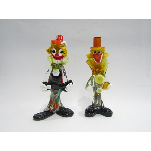 4482 - A pair of Murano style multi-coloured glass clowns, 23cm tall