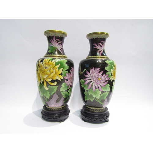 4485 - A pair of modern cloisonné vases, boxed, 31cm high