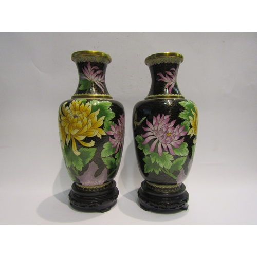 4485 - A pair of modern cloisonné vases, boxed, 31cm high