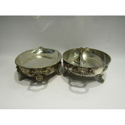 4494 - Two plated tureens (no covers) and a candle snuffer