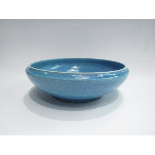 4502 - A Pilkingtons Royal Lancastrian blue glazed pottery bowl, 27cm diameter