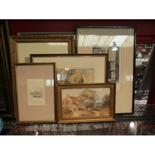 4515 - Six assorted pictures and prints including York scenes, watercolours of rural scenes, etc. Framed an... 