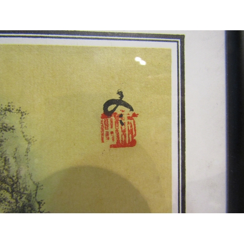 4516 - A Japanese hand-coloured print, framed and glazed, 26cm x 11cm image size