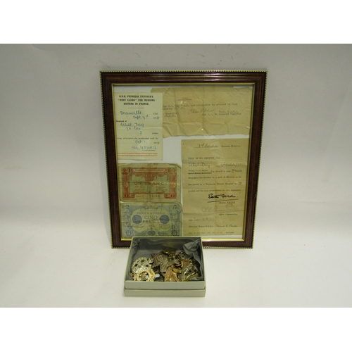 4536 - A quantity of ephemera to commemorate Ethel Dey nursing V.A.D. Dey. , framed and glazed as one. A bo... 