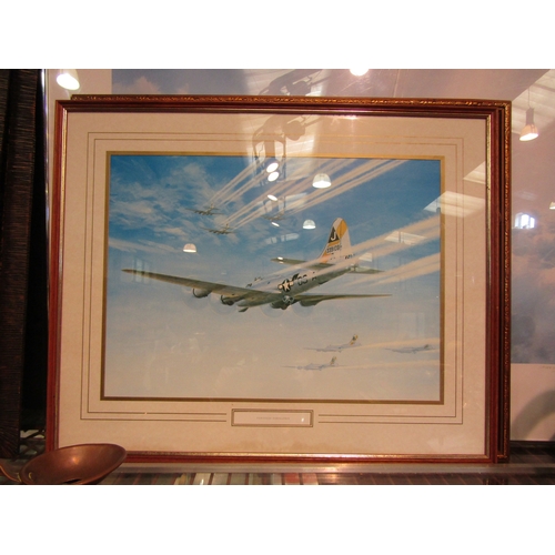 4336 - Four pictures of fighter planes including a Geoff Hunt artist's proof of Spitfire, photograph of thr... 