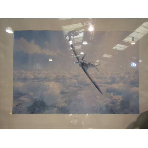 4336 - Four pictures of fighter planes including a Geoff Hunt artist's proof of Spitfire, photograph of thr... 