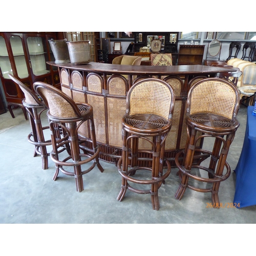 2001 - A retro rattan bar and four barstools