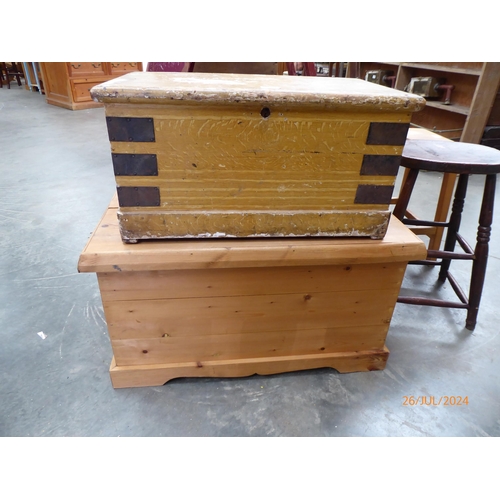 2014 - A pine blanket box and a scumble painted box