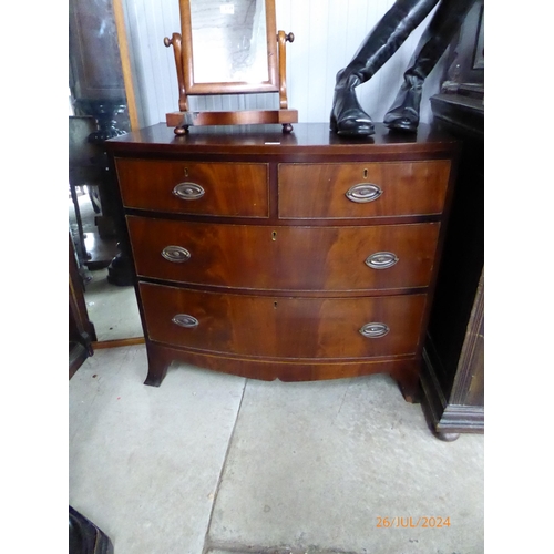 2122 - A mahogany bow fronted chest of two over three drawers