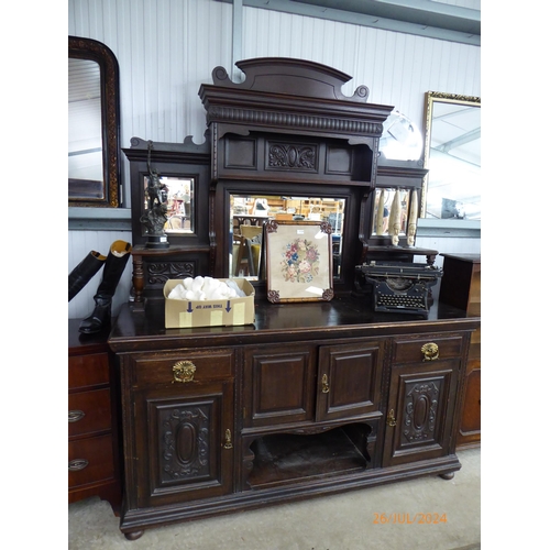 2125 - An Edwardian large mirror back sideboard W:183cm D:60cm H: 230cm