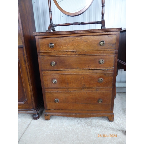 2132 - A 19th Century oak single drawer and door cupboard with alterations, with brass Prince of Wales feat... 