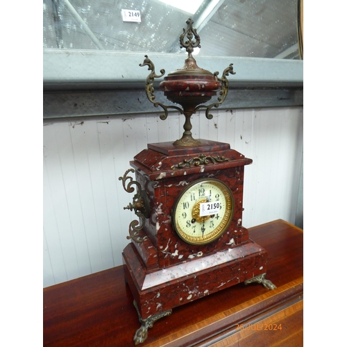 2150 - A French red marble mantel clock