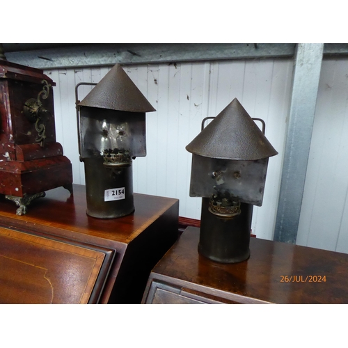 2154 - A pair of Cristella - calcium carbide lamps