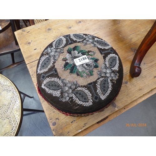 2186 - A Victorian beaded foot stool