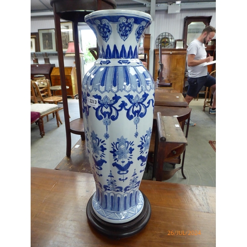 2213 - An Oriental blue glazed vase H:67cm