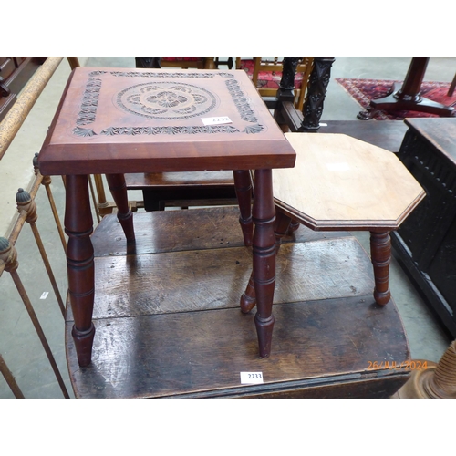 2232 - Two Edwardian carved four leg stool's