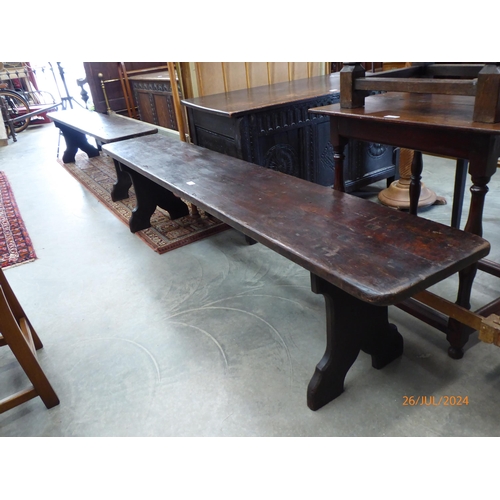 2236 - A pair of Victorian oak 7' benches