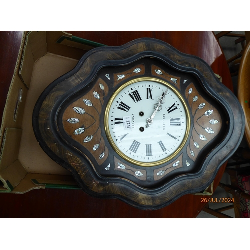 2247 - A French Beillard Varades wall clock with mother of pearl inlay