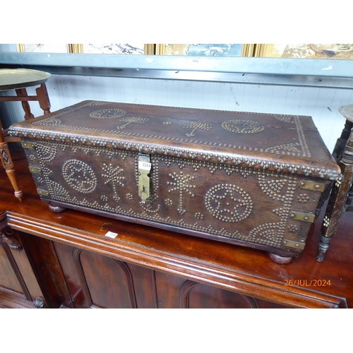 2254 - A European Hardwood brass studded trunk