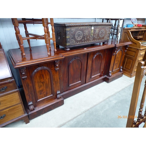 2255 - A large Victorian mahogany four door sideboard W:235cm