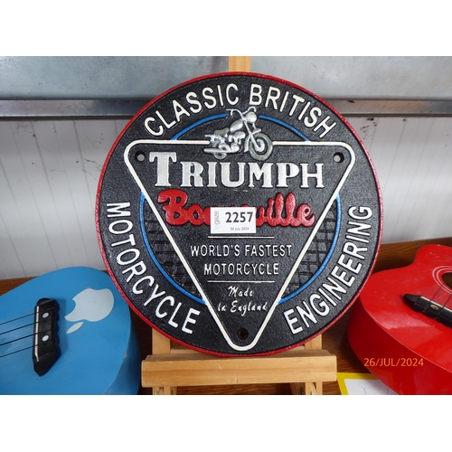 2257 - A cast iron Triumph motorcycle engineering sign