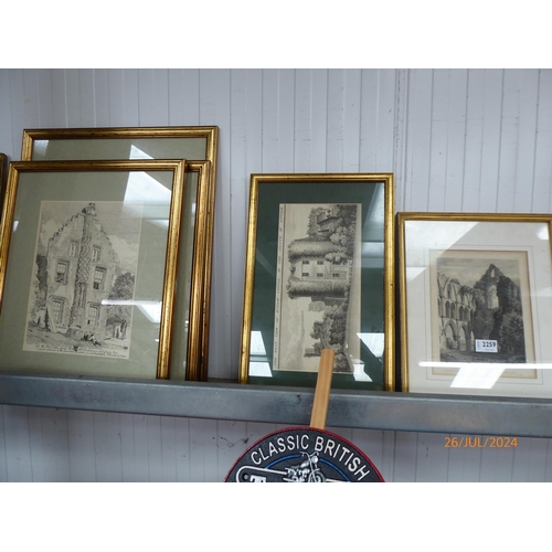 2259 - A group of gilt framed prints of buildings (5)