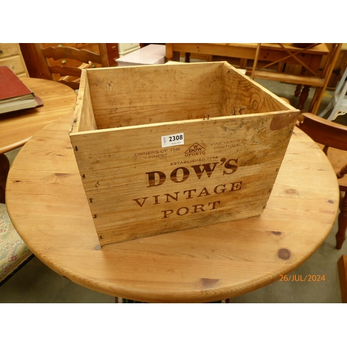 2308 - A Dows vintage port wooden crate