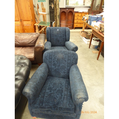 2331 - Two 1920's club armchairs on bun feet