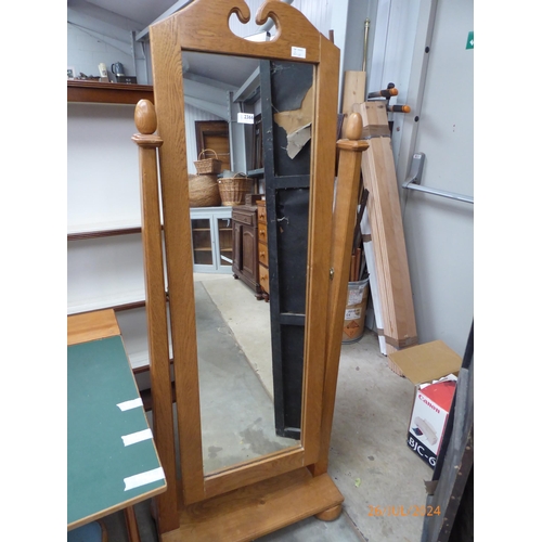 2366 - A light oak cheval mirror