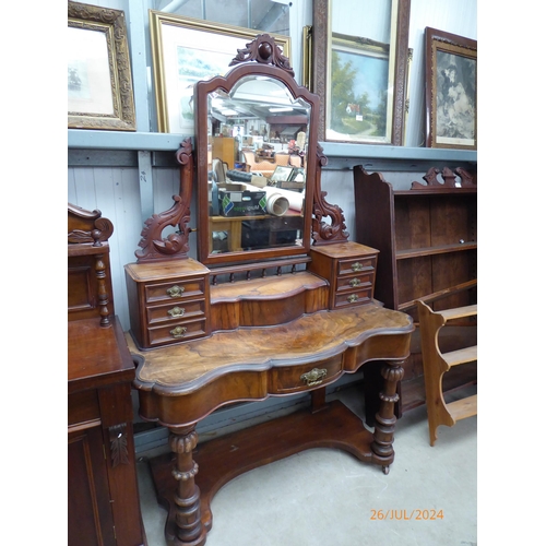 2371 - A victorian figured walnut duchess dressing table