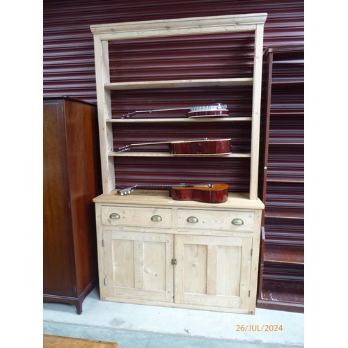 2376 - A Victorian stripped pine kitchen dresser