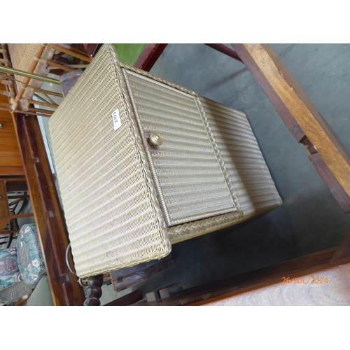 2393 - A 1930's painted Lloyd loom bedside cabinet, linen bin