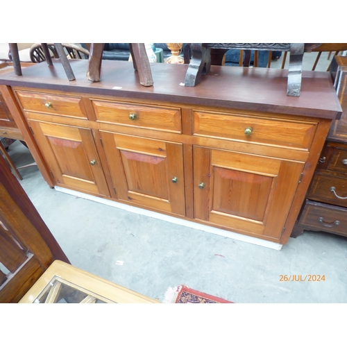 2404 - A modern pine dresser base sideboard with hardwood top