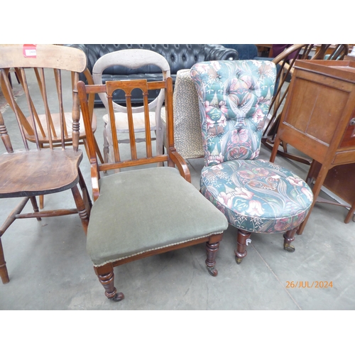 2407 - A late Victorian floral upholstered open armchair and an Edwardian chair (2)